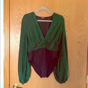 Never Worn* Green Glitter Bodysuit